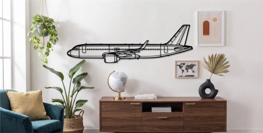 A320 NEO Metal Wall Art Side View