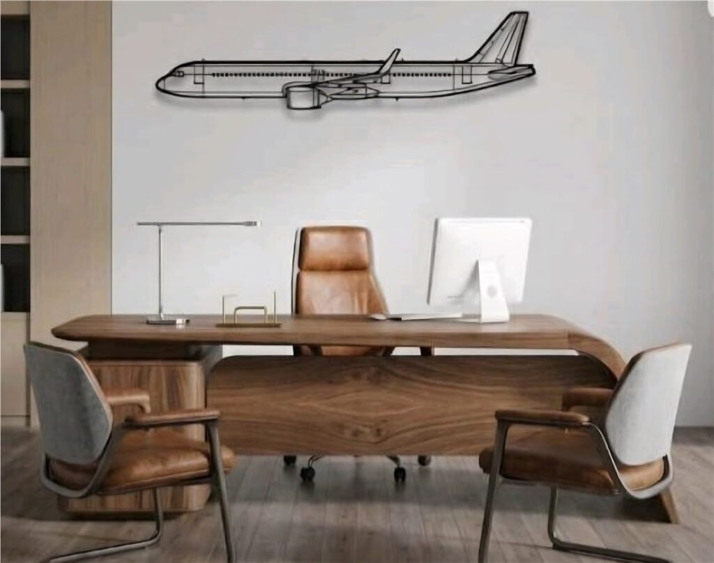 A321 Metal Wall Art Side View