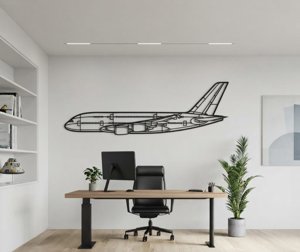 A380 Metal Wall Art Side View