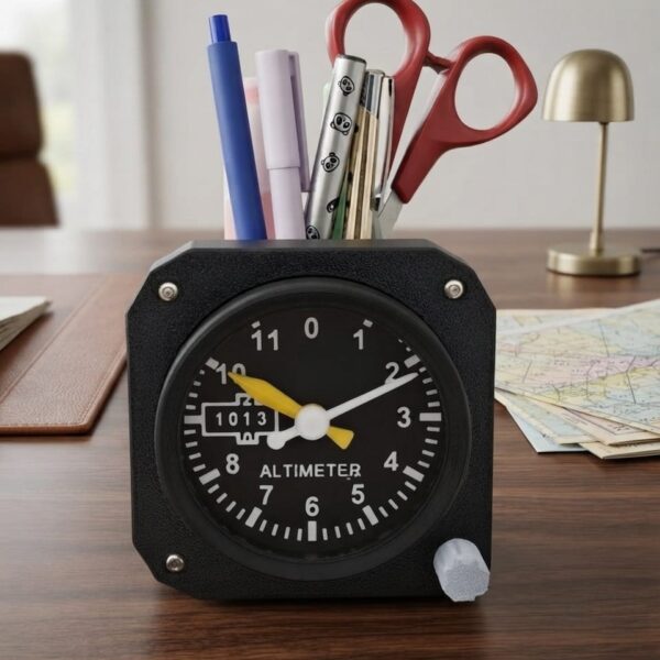 Altimeter Clock With Pen Stand