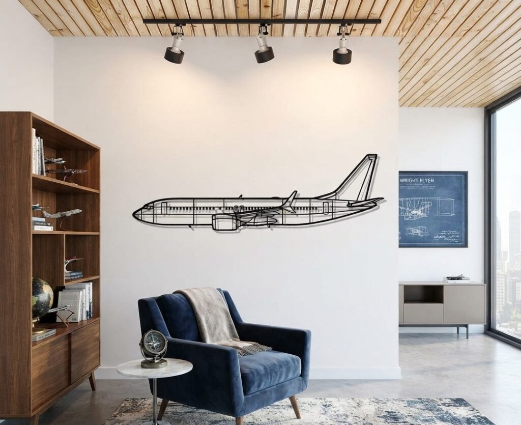 B737 Metal Wall Art Side View