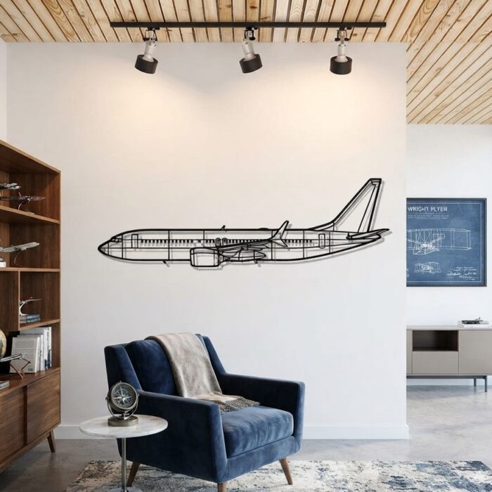 B737 Metal Wall Art Side View