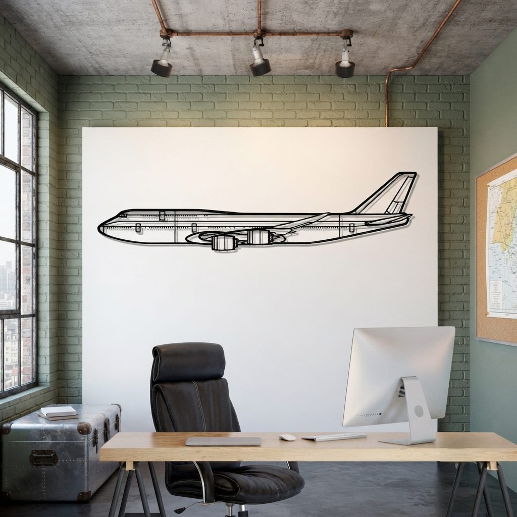 B747 Metal Wall Art Side View