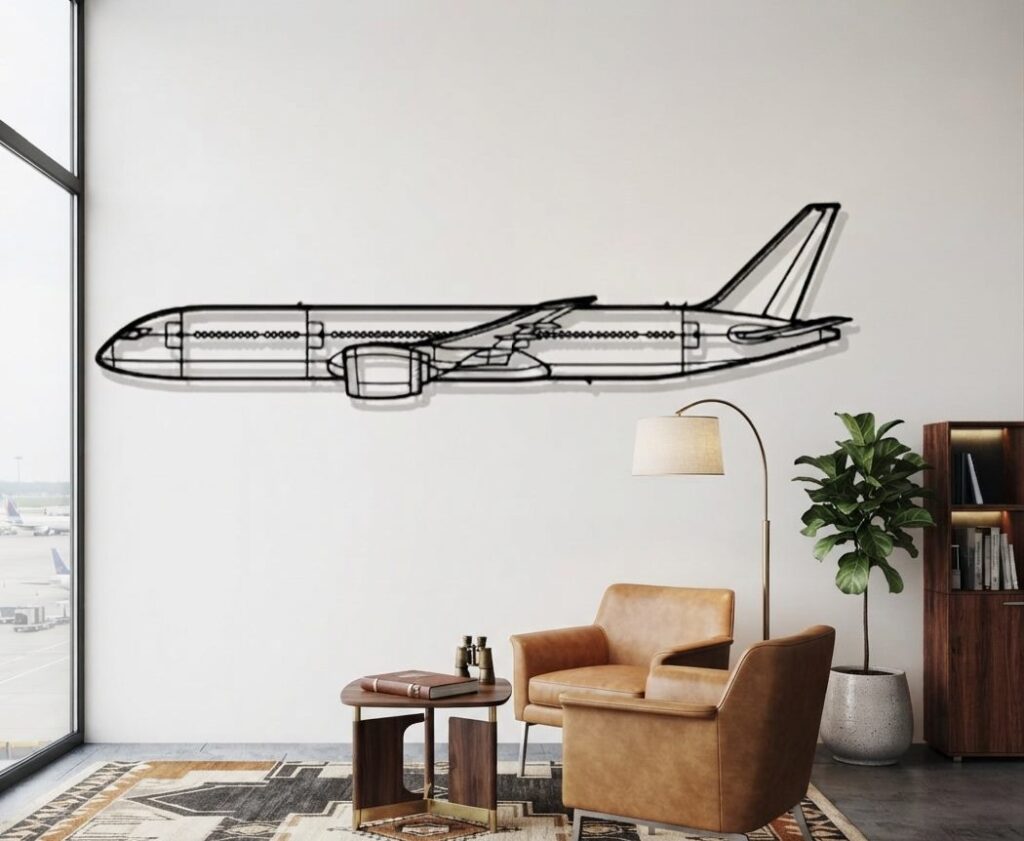 B787 Metal Wall Art Side View