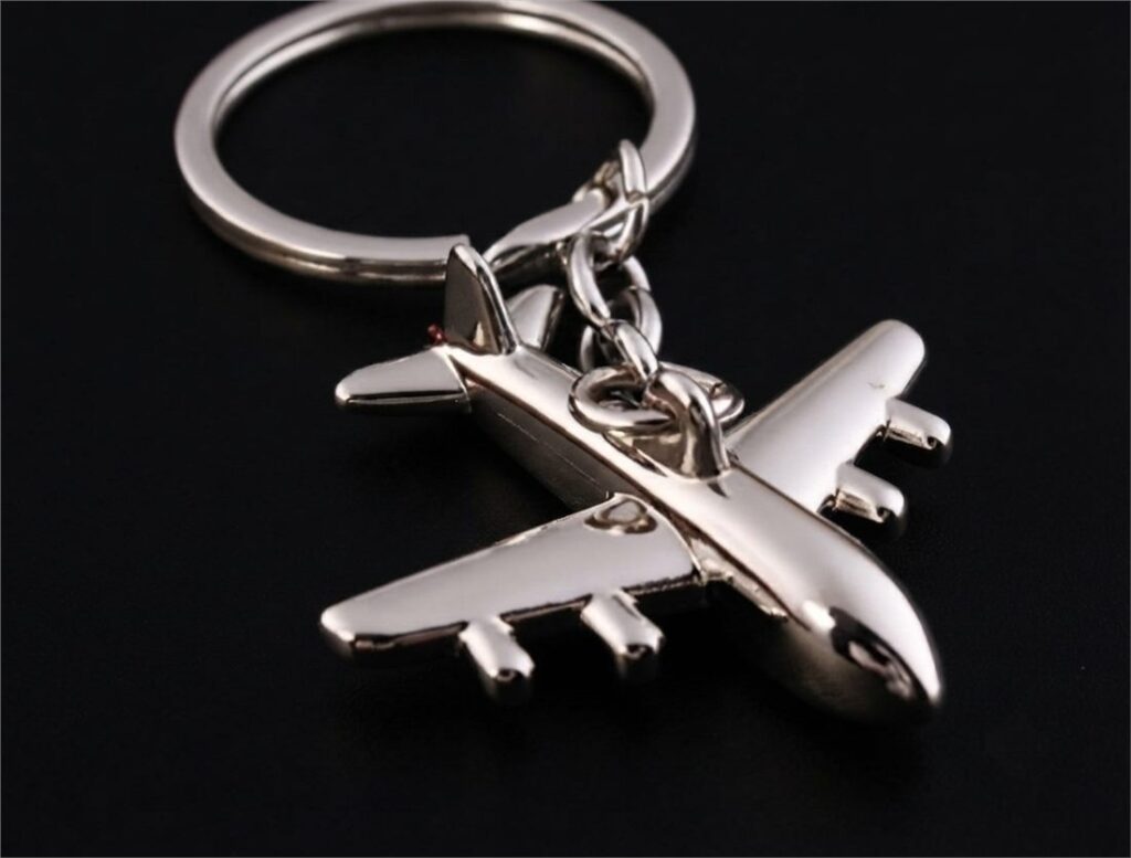 Commercial Airplane Metal Keyring