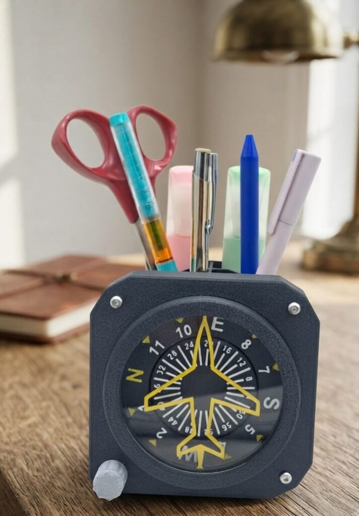 Heading Indicator Clock With Pen Stand